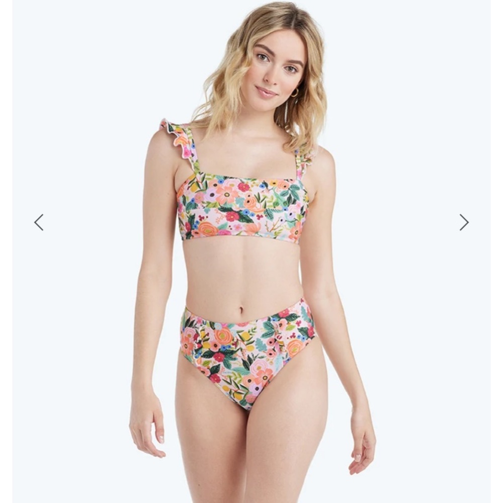 Summer Salt x Rifle Paper Co limited edition Ruffle Oasis Bikini top and bottom